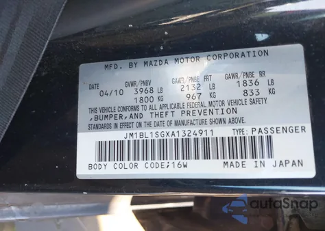 2010 Mazda Mazda3 I Touring из США, поврежденный, VIN JM1BL1SGXA1324911